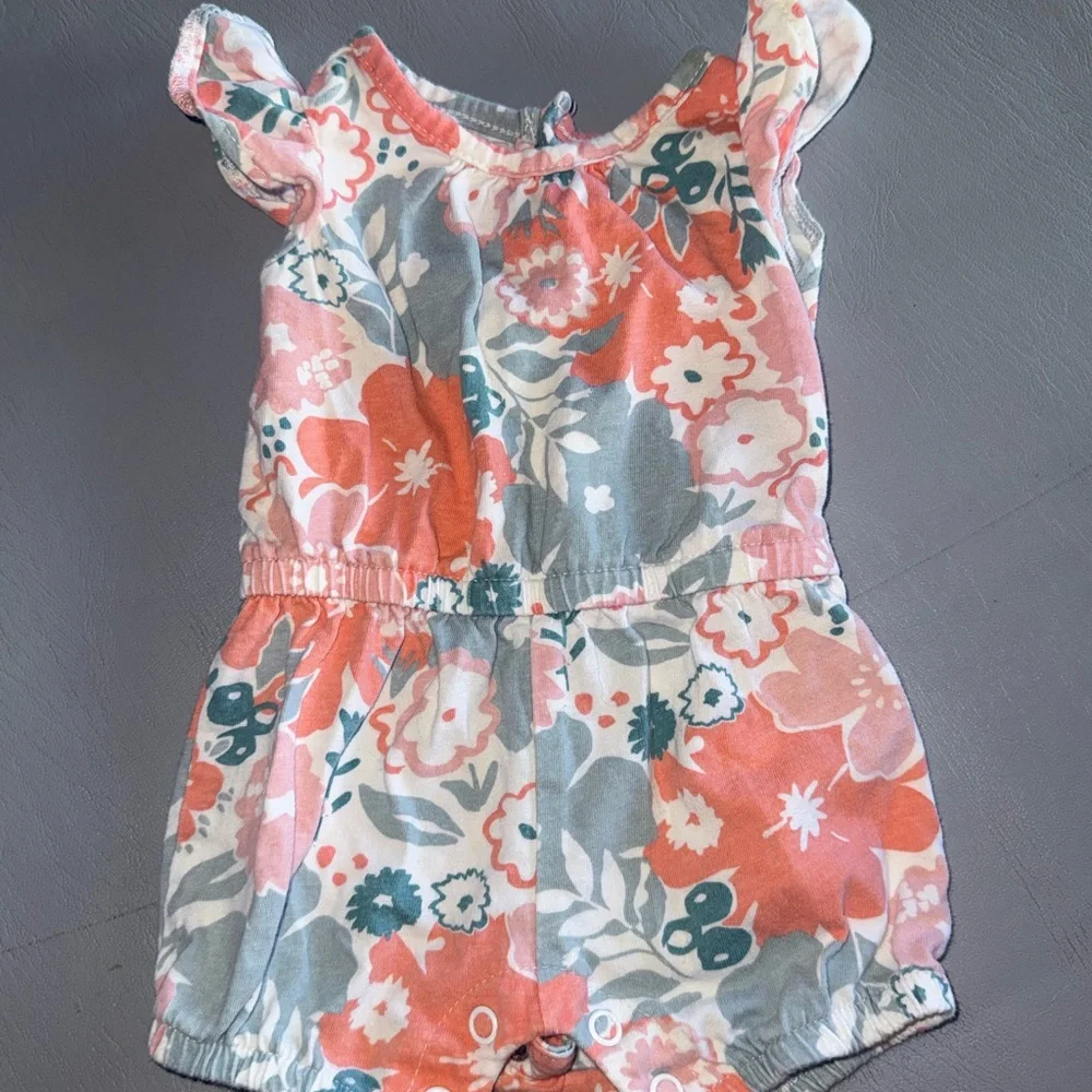Carter's Floral‎ Kids Romper - Pink, Gray, White